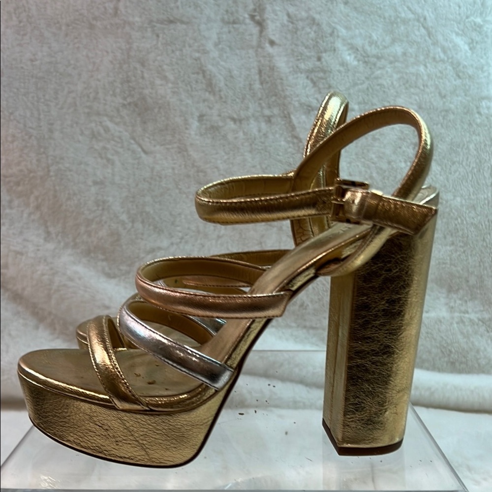 Michael Kors Gold and Silver Strappy Heels - Picture 2 of 4